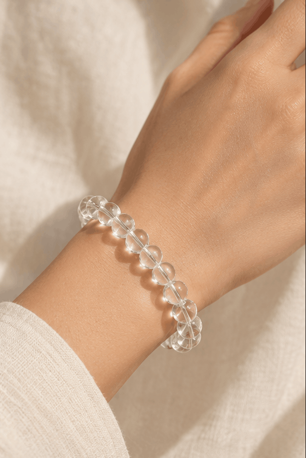 Bracelet en Cristal Blanc Transparent Naturel – Unisexe