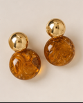 Boucles d’Oreilles Résine Ambrée Dorée – Élégance Chic & Tendance ✨
