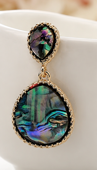 Boucles d’Oreilles Élégantes en Nacre Abalone – Doré