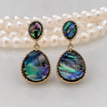 Boucles d’Oreilles Élégantes en Nacre Abalone – Doré