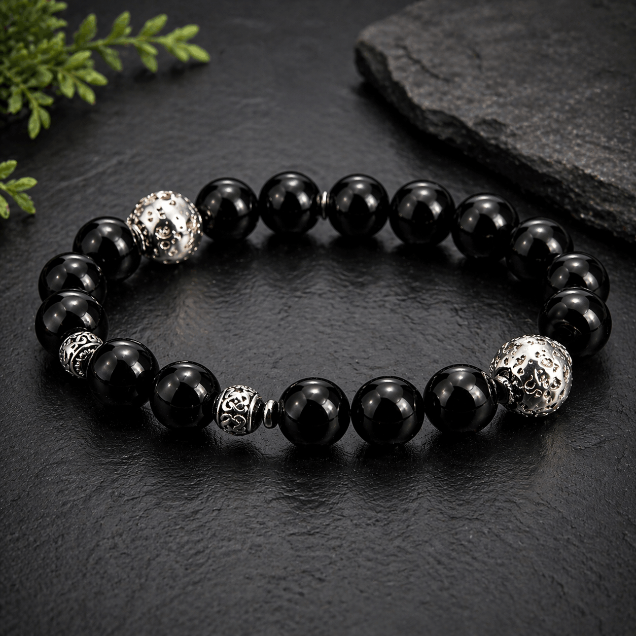 🖤 Bracelet Onyx & Pierre de Lave – Élégance Masculine & Puissance Naturelle