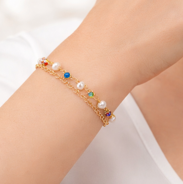 ✨ Bracelet & Collier Double Chaîne – Élégance Intemporelle