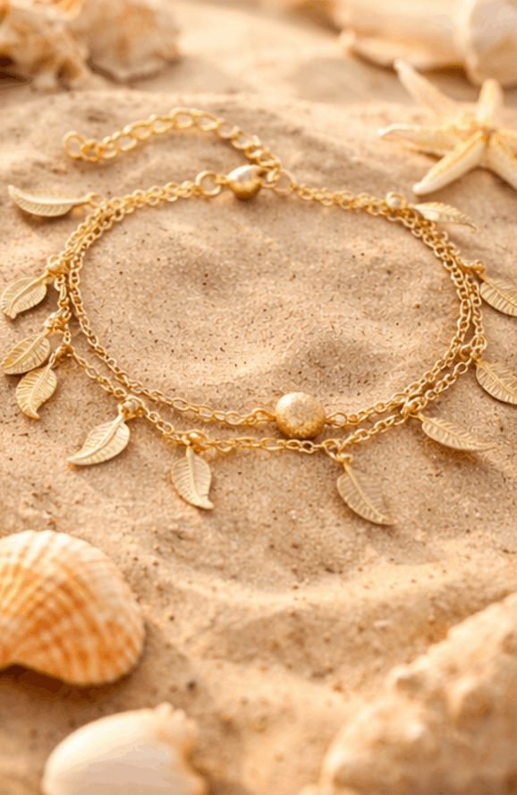 ✨ Bracelet de Cheville Doré à Pampilles – Élégance Bohème