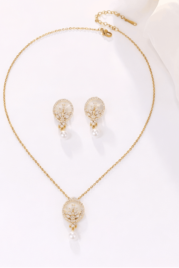 Parure Élégance Royale – Collier &amp; Boucles d’Oreilles Perle
