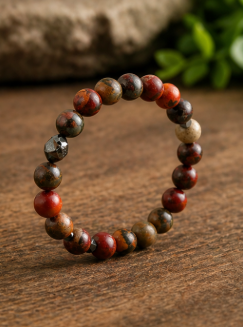 Bracelet Homme en Jaspe Picasso Mat & Hématite