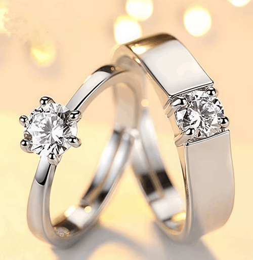 Bague de Fiançailles Couple – Set 2 Pièces Élégance & Amour
