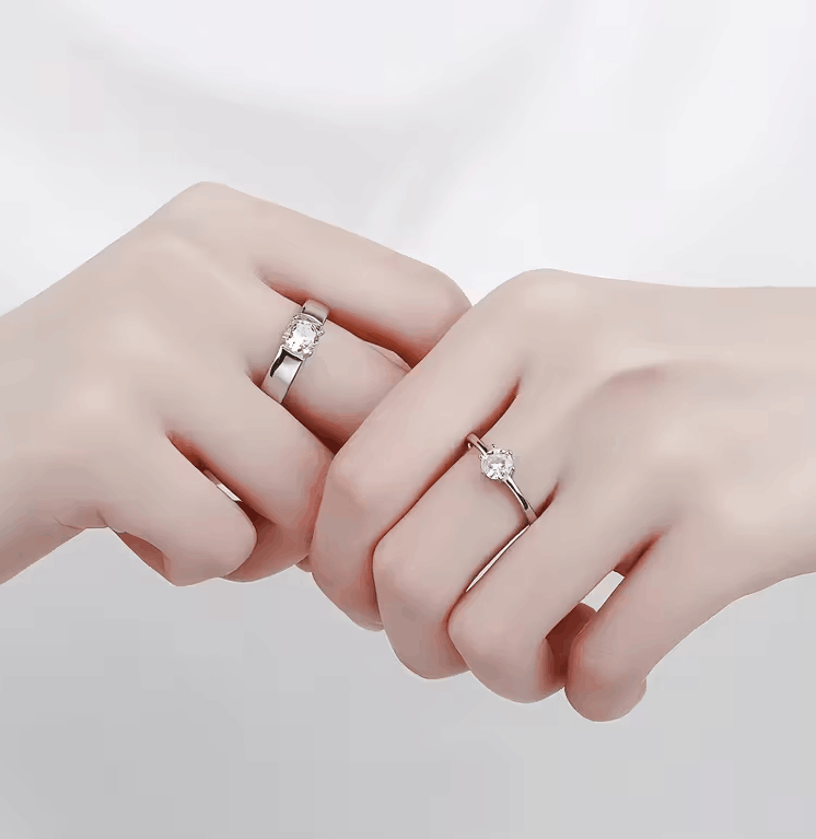 Bague de Fiançailles Couple – Set 2 Pièces Élégance & Amour