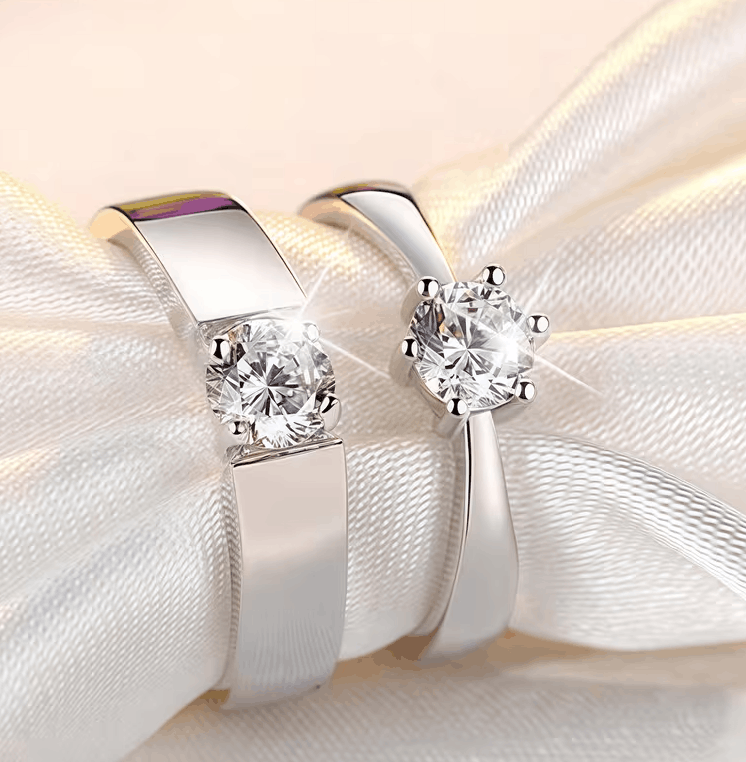 Bague de Fiançailles Couple – Set 2 Pièces Élégance & Amour