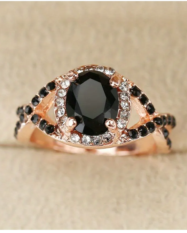 Bague Ovale en Moissanite Noire