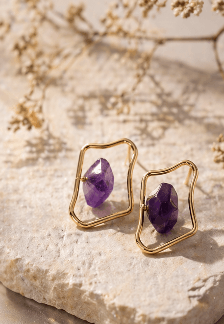 Boucles d’oreilles pierre naturelle – Élégance moderne