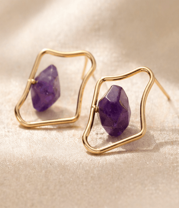 Boucles d’oreilles pierre naturelle – Élégance moderne