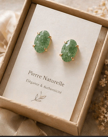 Boucles d’oreilles Prehnite – Élégance naturelle & chic