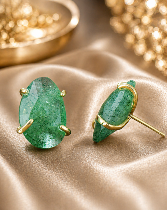 Boucles d’oreilles Prehnite – Élégance naturelle & chic