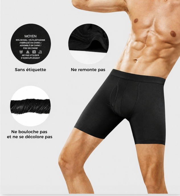 Boxer Long Premium en Modal™PACK DE 4+1 GRATUIT