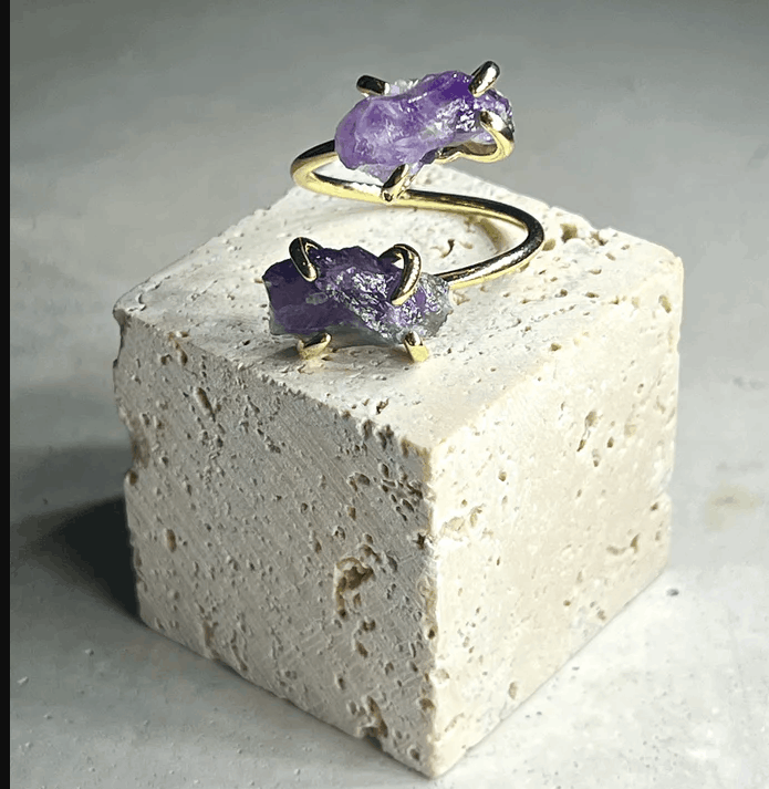ague Ajustable en Améthyste Double Pierre – AMATISTA PIEDRA DOBLE