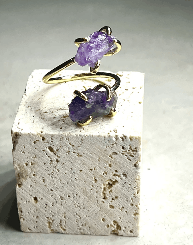 ague Ajustable en Améthyste Double Pierre – AMATISTA PIEDRA DOBLE