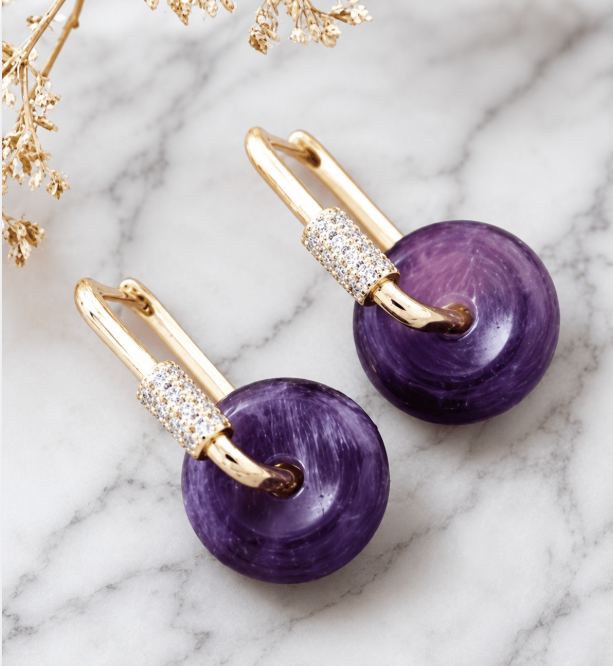 Boucles d’Oreilles Anneaux en Améthyste – Élégance Naturelle et Style Raffiné