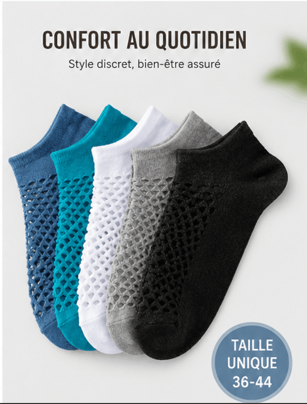 Pack de 5 Chaussettes d'Été Respirantes Unisexes – Maille Aérée, Ultra Confortables | Couleurs Assorties