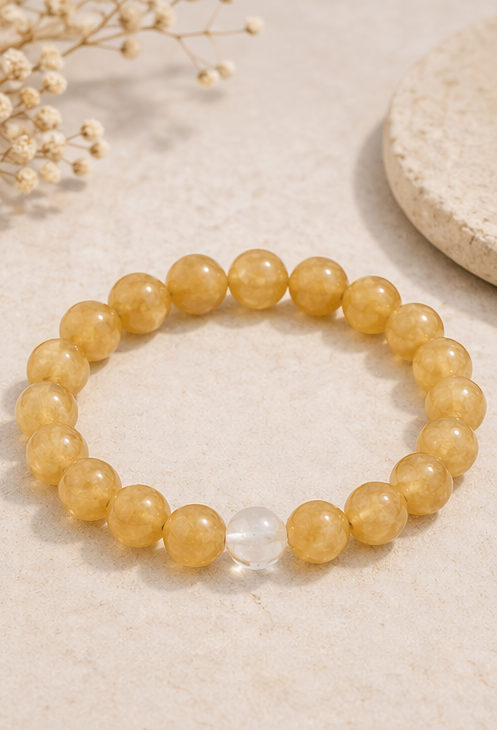 Bracelet Minimaliste Doré & Quartz – Unisexe