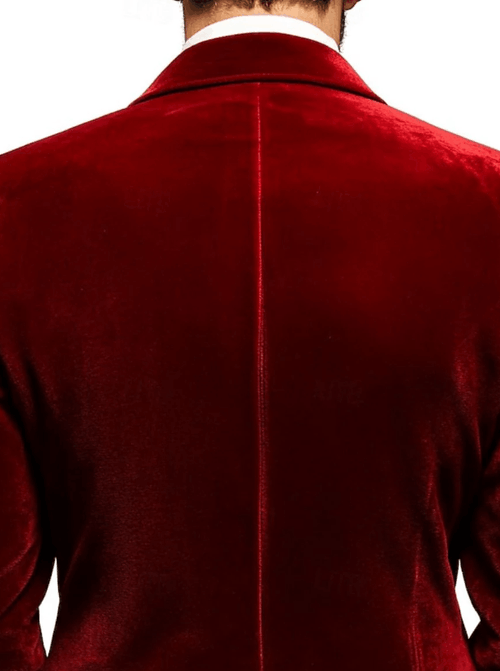 Blazer Homme Velours Rouge – Élégance Premium