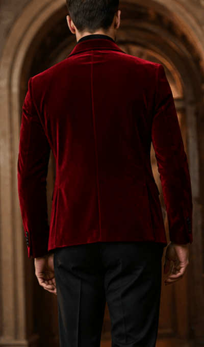 Blazer Homme Velours Rouge – Élégance Premium
