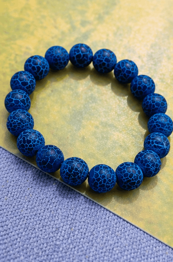 Bracelet “Bleu Majestique – Agate de Feu”