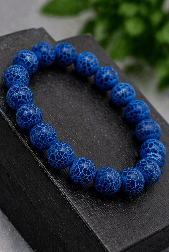Bracelet “Bleu Majestique – Agate de Feu”