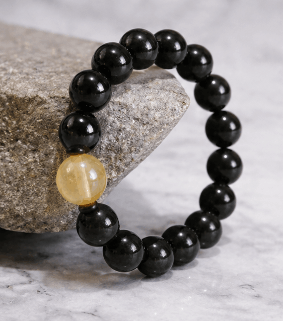 Bracelet Onyx Noir & Citrine