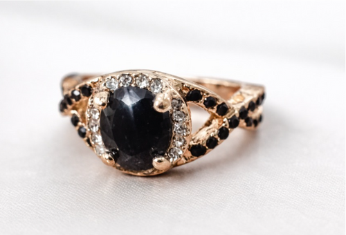 Bague Ovale en Moissanite Noire