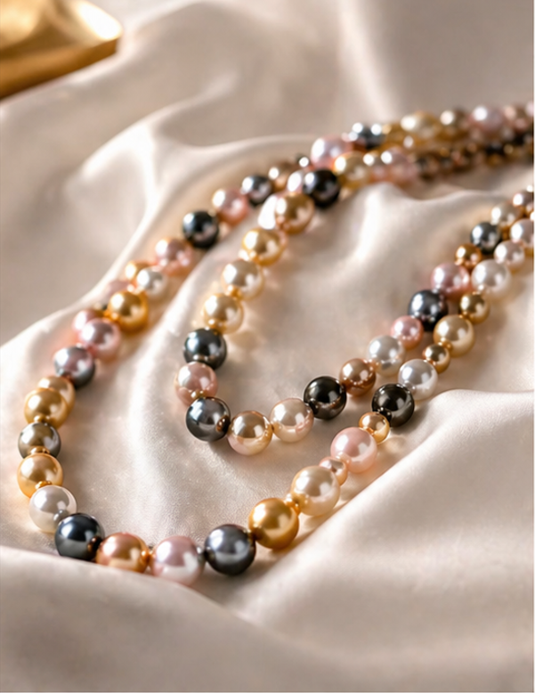 Collier Long Élégance Perlé Multicolore – Luxe Léger & Style Raffiné