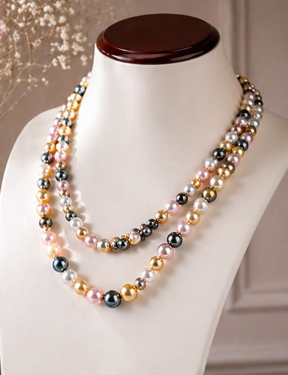 Collier Long Élégance Perlé Multicolore – Luxe Léger & Style Raffiné