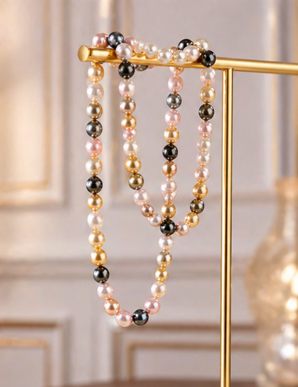 Collier Long Élégance Perlé Multicolore – Luxe Léger & Style Raffiné