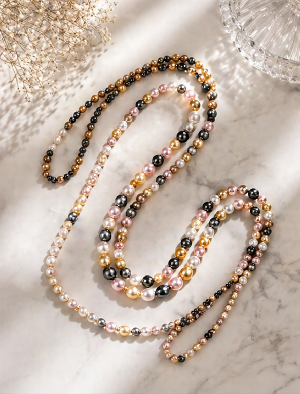 Collier Long Élégance Perlé Multicolore – Luxe Léger & Style Raffiné