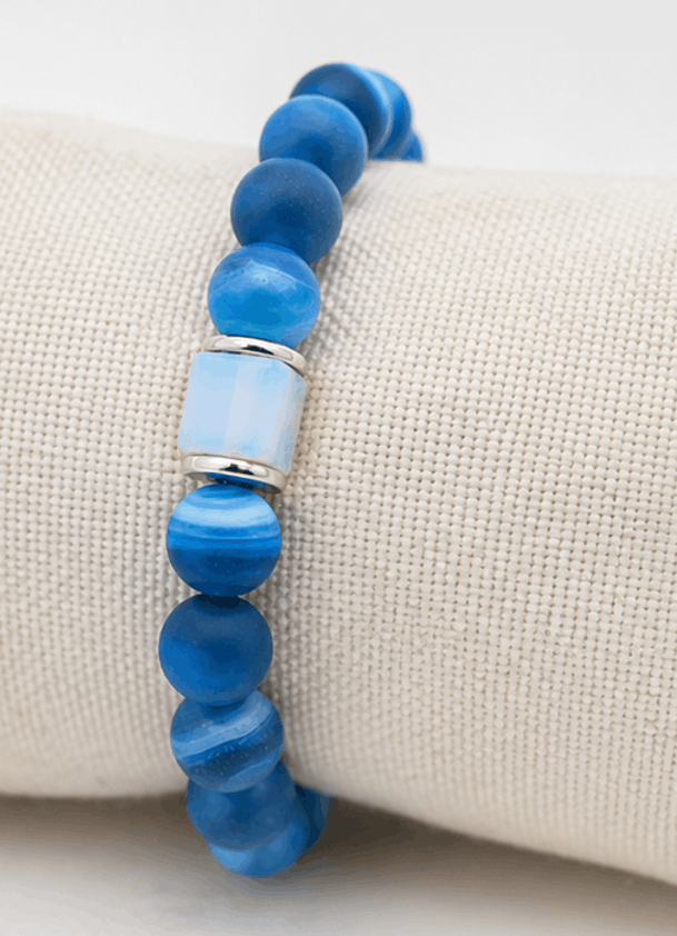 Bracelet Élégance Bleue – Agate Naturelle & Opale | Trendora