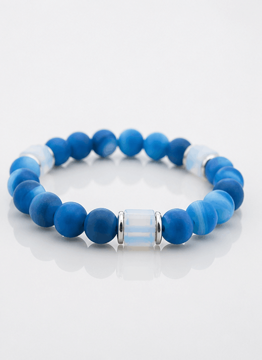 Bracelet Élégance Bleue – Agate Naturelle & Opale | Trendora