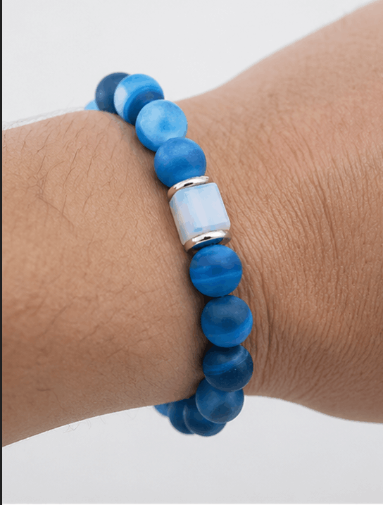 Bracelet Élégance Bleue – Agate Naturelle & Opale | Trendora