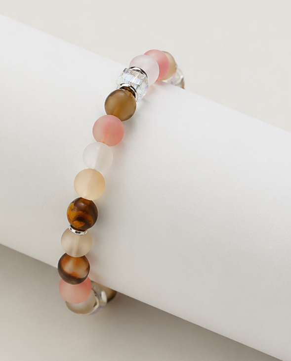 Éclat Rosé – Bracelet Quartz Cerise & Cristal Lumineux
