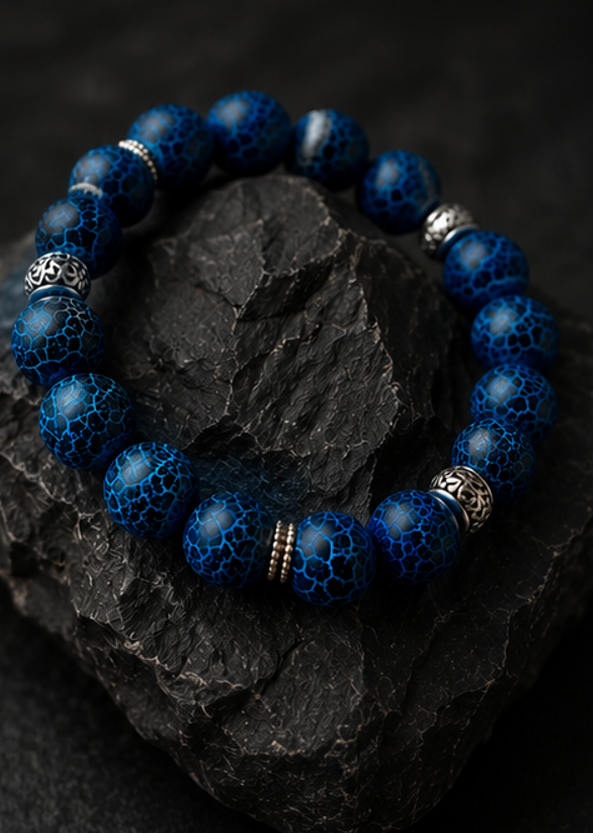 Bracelet “Bleu Majestique – Agate de Feu