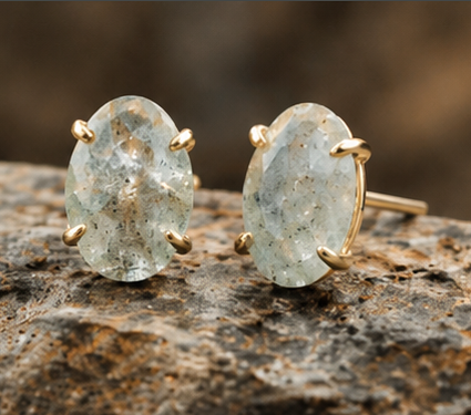 Boucles d’oreilles Prehnite – Élégance naturelle & chic