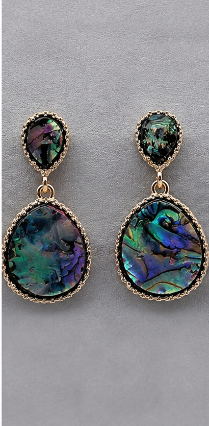 Boucles d’Oreilles Élégantes en Nacre Abalone – Doré