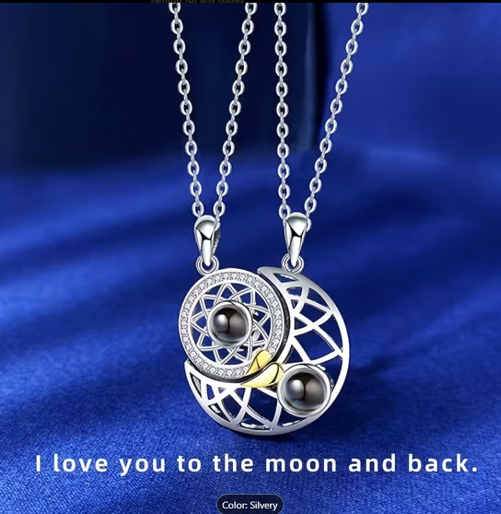 💕 Colliers de Couple Magnétiques – « Je t’aime jusqu’à la lune et au-delà »