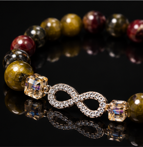 Bracelet Élégance Homme en Pierres Naturelles avec Infini Zirconium et Perles Cubiques Cristal