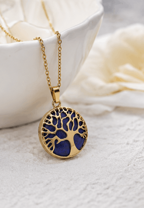 Collier Arbre de Vie en Lapis-Lazuli – Élégance Dorée