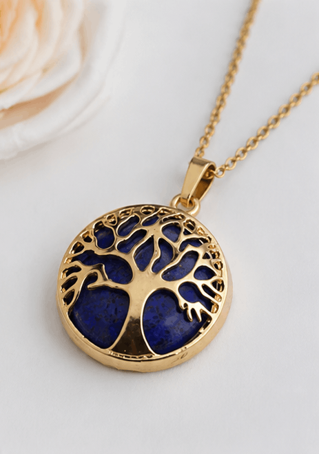 Collier Arbre de Vie en Lapis-Lazuli – Élégance Dorée