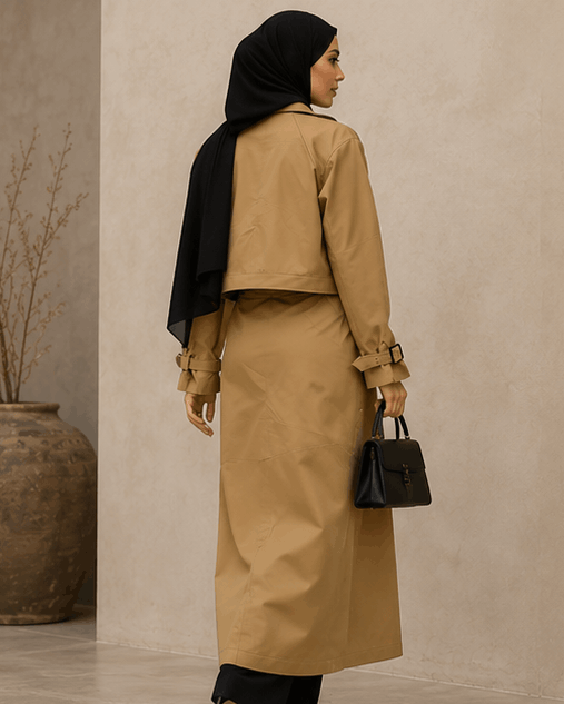 Ensemble Trench Chic 2 Pièces – Veste & Jupe Longue.