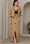 Ensemble Trench Chic 2 Pièces – Veste & Jupe Longue.