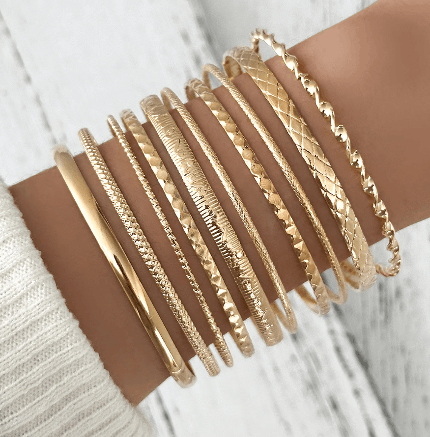 Lot de 10 Bracelets Femme en Acier Inoxydable – Style Tendance & Élégant