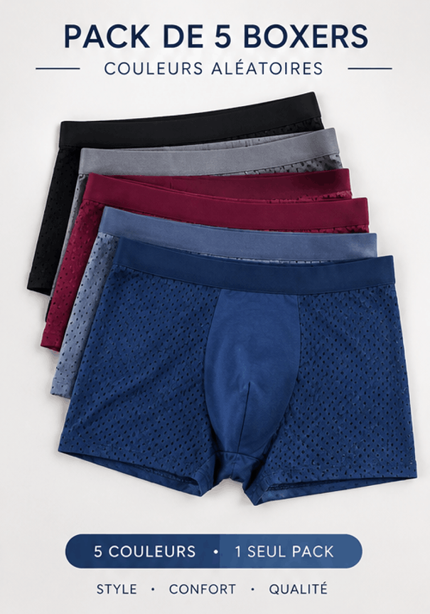 Pack de 5 Boxers Homme en Bambou Respirants – Confort &amp; Douceur au Quotidien