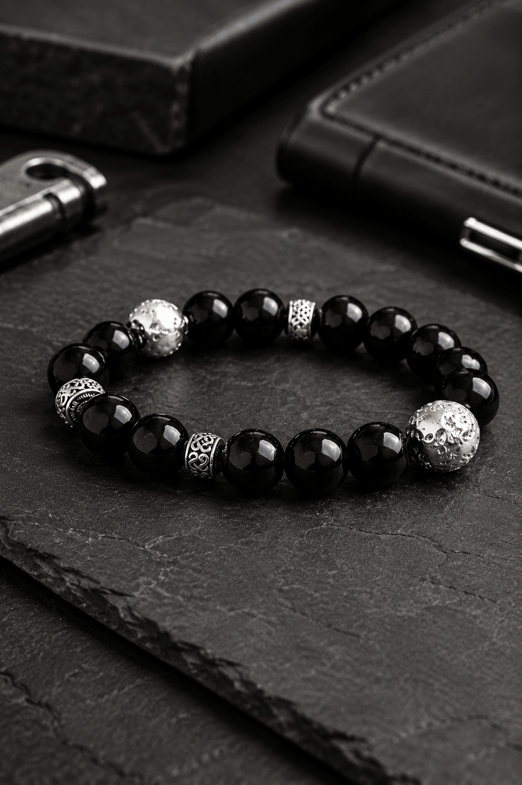 🖤 Bracelet Onyx & Pierre de Lave – Élégance Masculine & Puissance Naturelle