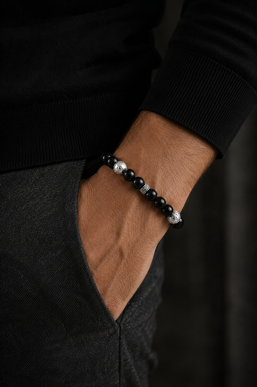 🖤 Bracelet Onyx & Pierre de Lave – Élégance Masculine & Puissance Naturelle